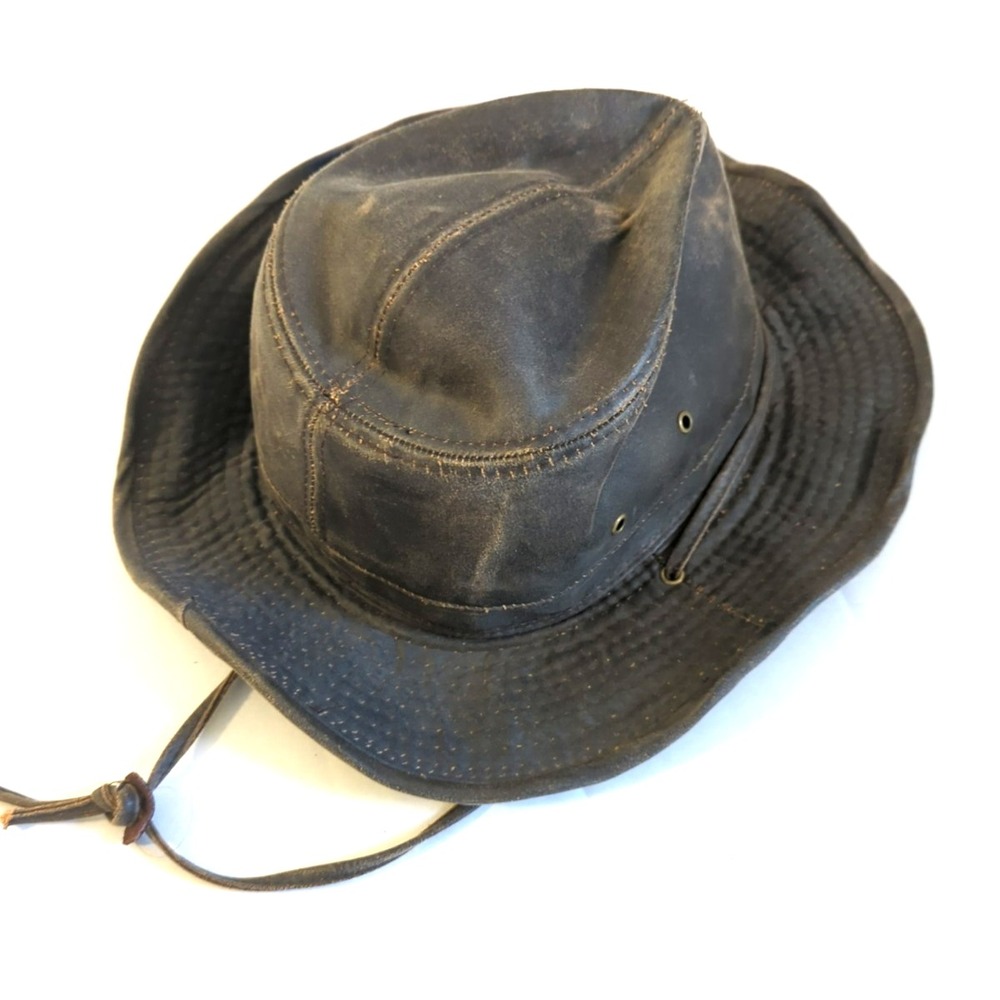 Dorfman Pacific Co. Men X-large Outback Hat Chin Cord  Brown  Handmade Hiker